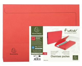 Paquet de 50 chemises poche coloris vifs Forever® - 24,5x32,5cm - Rouge