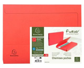Packung mit 50 Aktenmappen mit Verschlußkappe, Recycling-Karton 290g, 24x32cm für DIN A4, Forever 