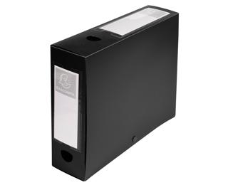 Archivbox mit Druckknopf, PP 700µ, Rückenbreite 80mm, 25x33cm für DIN A4, Opak - Schwarz