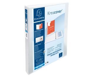 Classeur PP personnalisable Kreacover - 2 anneaux en D 20mm - A4 maxi - Blanc