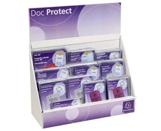 Présentoir complet avec différents formats d'étuis de protection - Cristal