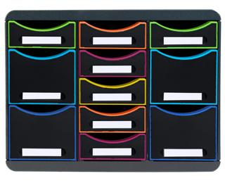 Moule de classement Storebox Multi 11 tiroirs Black Office - Noir/arlequin