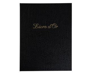 Gastenboek Balacron omslag met opschrift Livre d'Or - 100 pagina's - 27x22cm verticaal - Zwart