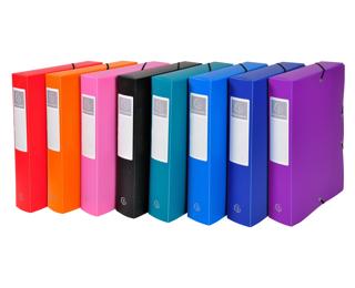 Exabox Opak PP Filing Box 60mm Spine A4. - Assorted colours