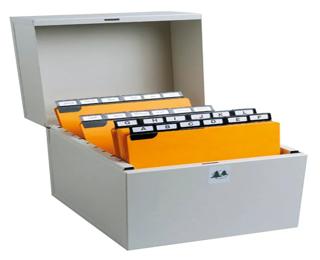 Exacompta - Vertical Record Card Filing Box - 128x183x210mm in Size - Suitable for A6 Record Cards - Grey