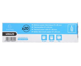 Exacompta Ref: 40642E - 57 x 30mm, 55gsm Thermal Paper Receipt Till Rolls, For PDQ Credit Card Machines, Card Readers, EPOS, POS Terminal, BPA Free, 9m, White, Box of 20 - White