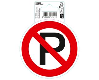 Panneau PVC adhésif antidérapant Interdiction stationner 10cm 