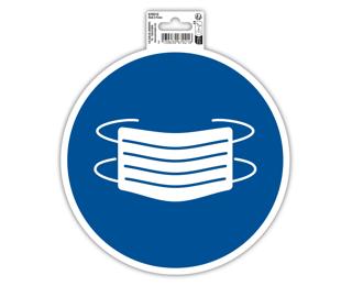 Hinweisschild, Maskenpflicht, PVC, selbstklebend und rutschfest, 20 cm - Blau