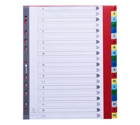Intercalaires pour boite à fiches, imprimés de A à Z carte blanche 160g 25 compartiments- A5 - Blanc