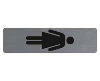 Plaque verticale adhésive imitation aluminium Dame 16,5X4,4 cm - Gris