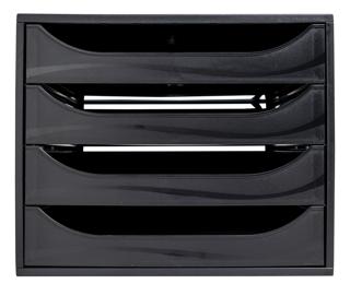 Módulo de archivo ECOBOX, 4 cajones, formato A4+, STOP de seguridad, formato: 34,8 x 28,4 x 23,4 cm - ECOBlack