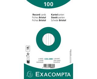 Exacompta Pack 100 Record Cards 12.5x20cm Lined Wht - White