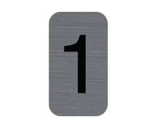 Zelfklevend plaatje in imitatie aluminium Cijfer 1 - 2,5x4,4 cm - Grijs