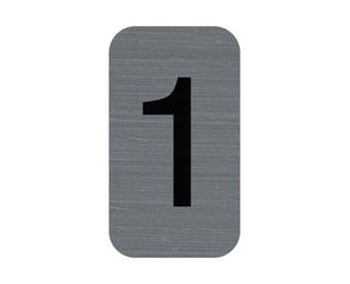 Hinweisschild selbstklebend, Aluminiumoptik, Ziffer 1 - 2,5x4 ,4 cm - Grau