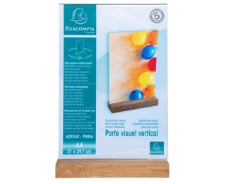 Porta-avvisi da tavolo con base in legno per formato A4 