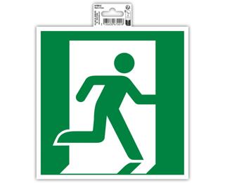 Cartel autoadhesivo - Evacuación derecha (20x20 cm) - Verde