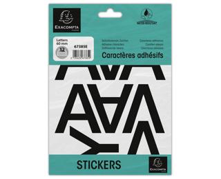 Pochette de lettres adhésives noires A-Z 60 mm 