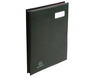 Signature book PVC, pocket on the page corner to maintain the document - 24 compartments - Dark green