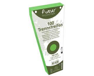 Packung mit 100 Trennstreifen, trapezförmig, 2-fach gelocht, Recyclingkarton 180g, 105x240mm - Grün