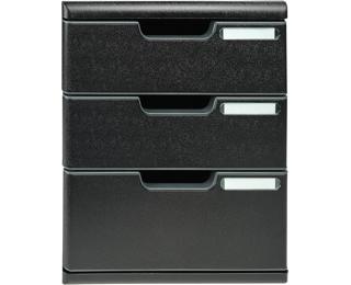 Schubladenbox MODULO A4, 3 geschlossene Schubladen - Schwarz
