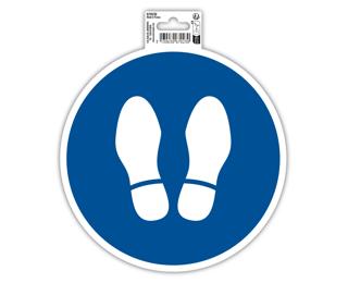Panneau PVC adhésif antidérapant Obligation arrêt 20 cm - Bleu