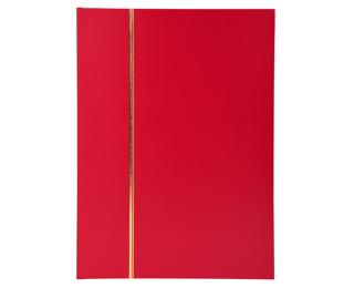 Postzegelalbum met kunstlederen omslag- 64 zwarte bladen - 9 banden - 22 ,5x30,5cm - Rood