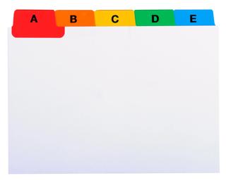 Intercalari per schedario, 25 scomparti alfabetici A-Z cartoncino 160 g/mq - A7 in orizzontale - Bianco