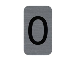 Plaque adhésive imitation Aluminium Chiffre 0 2,5x4,4 cm - Gris