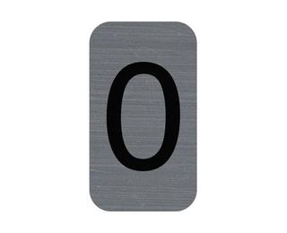 Sign adhesive aluminium effect Number 0 2.5x4.4 cm - Grey