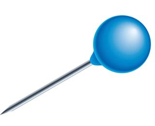 Doos met 50 bolvormige prikbordspelden - punthoogte 15mm - 6mm diameter 