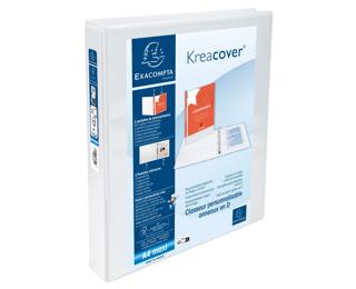 Classeur personnalisable rigide 2 poches KreaCover 2 anneaux en D 25mm - A4 maxi. - Blanc