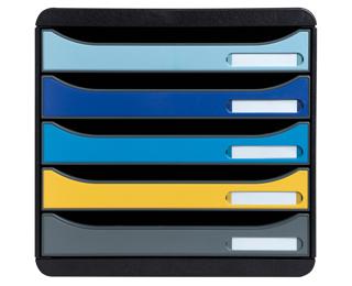 Schubladenbox Big Box Plus, 5 offene Schubladen, Bee Blue - Farben sortiert