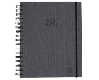 Agenda de bureau Journée planifiée 22S spiralé Carte Napura 18,5 x 22,5 cm Journalier Janvier à Décembre 2026 - Gris