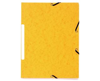 Sammelmappe mit Gummizug und 3 Klappen, Recyclingkarton marmoriert 355g/m2, A4 - Gelb