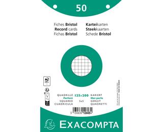 Paquet 50 fiches sous film - bristol quadrillé 5x5 perforé 125x200mm - Blanc