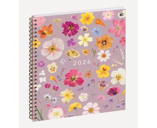 Agenda de bureau Eurotime 22S spiralé Chemin des Marettes intérieur recyclé 18,5 x 22,5 cm Semainier décembre 2025 à décembre 2026 - Rose