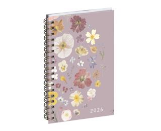 Agenda de poche Eurotime 16S spiralé Chemin des Marettes intérieur recyclé 9 x 16 cm Semainier Janvier à décembre 2026 - Rose