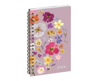 Agenda de poche Eurotime 16S spiralé Chemin des Marettes intérieur recyclé 9 x 16 cm Semainier Janvier à décembre 2026 - Rose