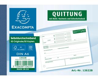 Quittungsblock A6 quer, 2x50 Blatt, inklusive MwSt 