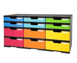 Module de classement Modulodoc - set 12 cases avec tiroirs Ecoblack - Arlequin