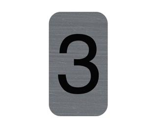 Hinweisschild selbstklebend, Aluminiumoptik, Ziffer 3 - 2,5x4 ,4 cm