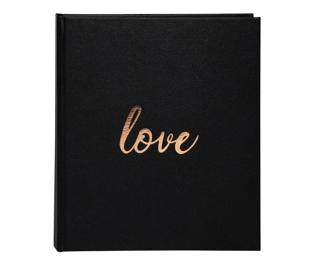 Livre d'or 140 pages tranche or - Format 21x19cm - LOVE Blanc - Noir