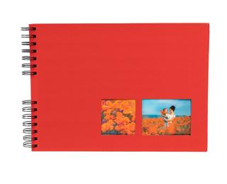 Wirebound album 50 pages Black 32x22cm MILANO - Red