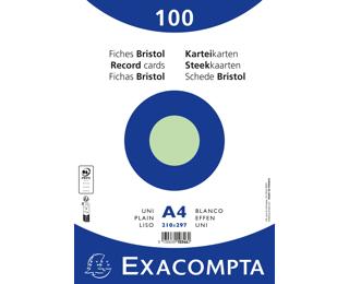 Paquet 100 fiches sous film - bristol uni non perforé 210x297mm - Vert