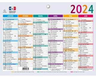 Calendrier Multicolore 13 x 17 cm Semestriel 2024 - Multicolore