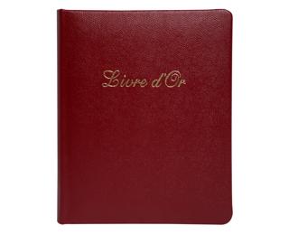 Livre d'or Cuir Alpille 140 pages ivoire - 26x22cm vertical - Rouge