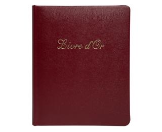 Libros de firmas CUIR ALPILLE 25x21 cm - 140 páginas lisas - Rojo