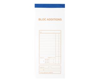 Bloc Addition 50 feuillets autocopiants numérotés en dupli - Format 9,1x22,5 cm