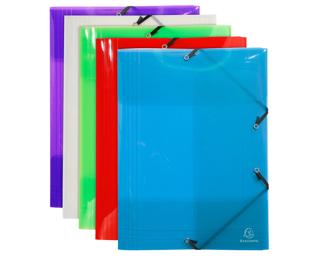 Exacompta Crystal PP Elasticated 3 Flap Folders, A3, Assorted - Assorted colours