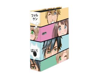 Motivordner Manga Faces DIN A4, Rückenbreite 8cm, schwarzer Innenspiegel, Griffloch - Motiv